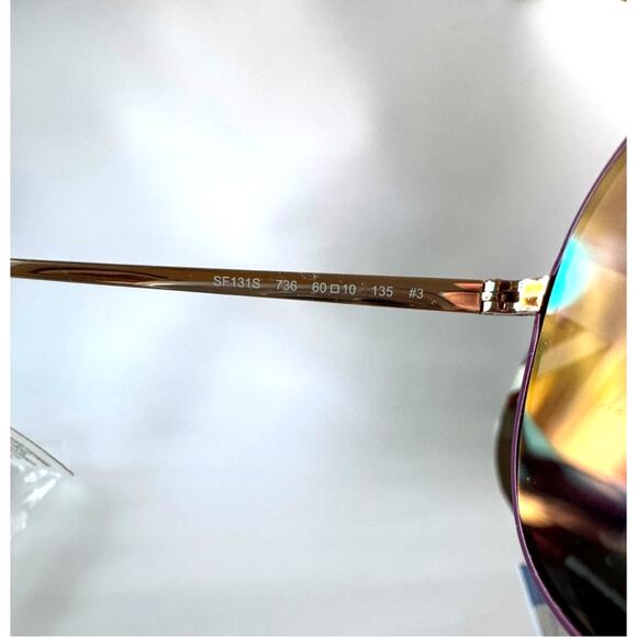 Salvatore Ferragamo SF131S 736 Shiny Light Gold, Purple/Grey Sunglasses - Picture 6 of 7